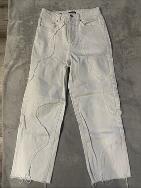 wild fable White Straight Patchwork Jeans